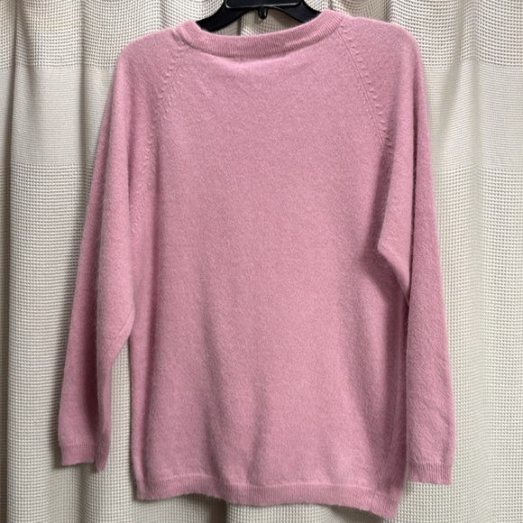 VTG Pink crewneck sweater SZ S Angora Blend classic 3/4 sleeve classic prep GUC - Picture 5 of 6